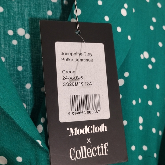 ModCloth Collectif Josephine Tiny Polkdot Green Jumpsuit - Picture 7 of 9